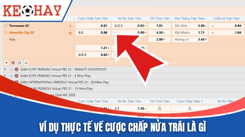 Ví dụ thực tế về cược chấp nửa trái là gì